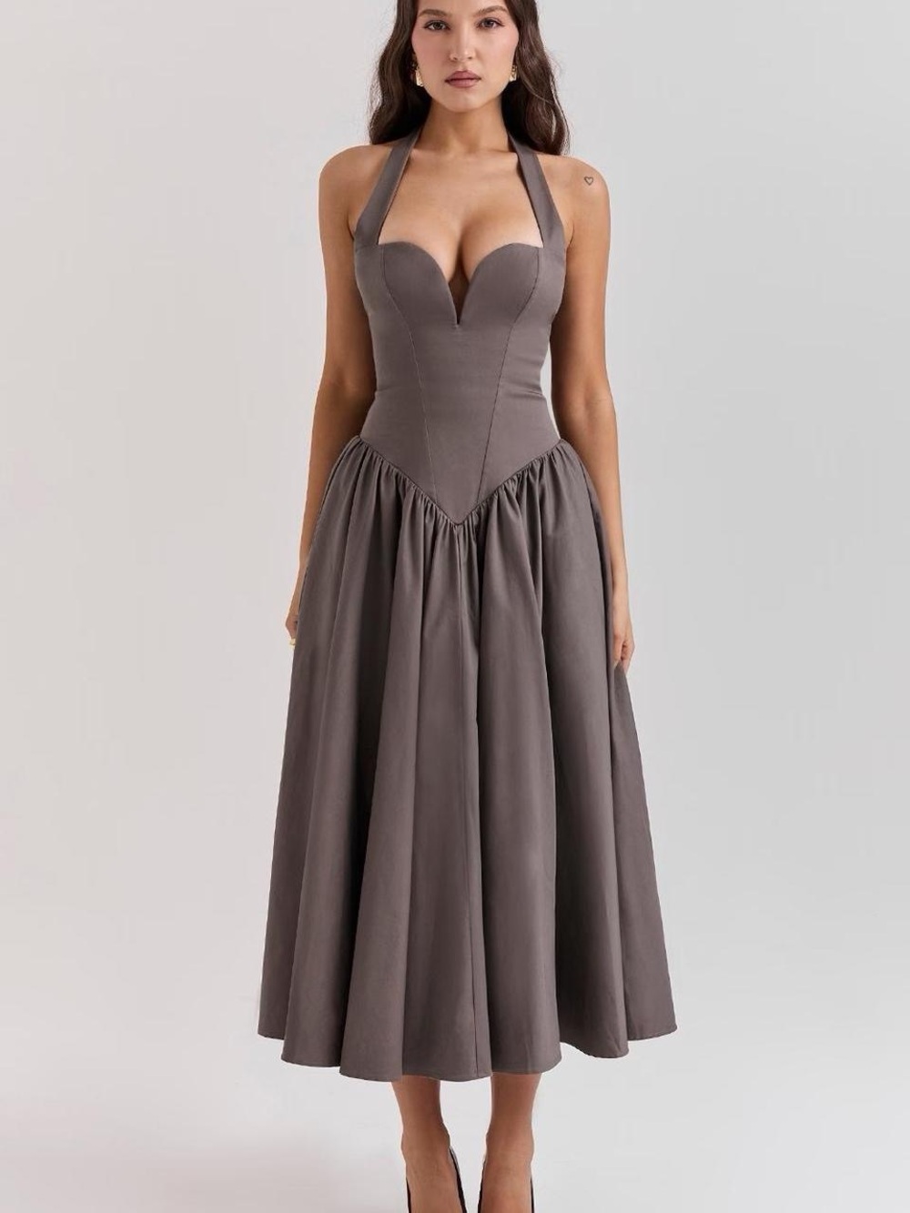 House of CB Coquette Smoke Halter Midi Dress